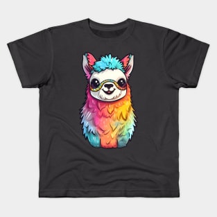 Colorful Rainbow Llama Kids T-Shirt